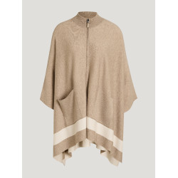 Poncho tricoté rayure Tommy Hilfiger Equestrian fermeture Taupe Marron Poncho tricoté rayure Tommy Hilfiger Equestrian fermeture Taupe Marron
