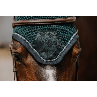 Bonnet chasse mouche Equithème Brocart Vert foncé Bonnet chasse mouche Equithème Brocart Vert foncé