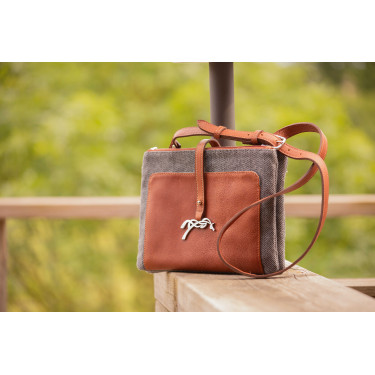 Sac Pénélope Pablito grand modèle Motif chevron / cognac Marron