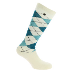 Chaussettes Equithème Argyle femme Ecru / bleu Blanc