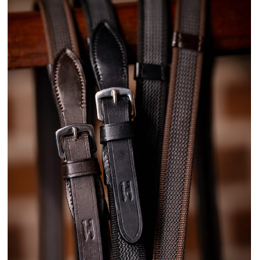 Rênes Horseware Continental grip caoutchouc Noir