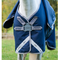 Couverture Horseware Amigo 1200D FieldSafe Plus Turnout 0g Marine / gris titane / argent Bleu marine