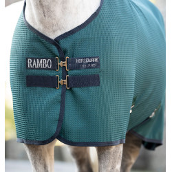 Couverture séchante Horseware Rambo Techni Waffle Cooler Vert dynastie / marine / argent Couverture séchante Horseware Rambo Techni Waffle Cooler Vert dynastie / marine / argent