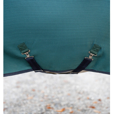 Couverture séchante Horseware Rambo Techni Waffle Cooler Vert dynastie / marine / argent Couverture séchante Horseware Rambo Techni Waffle Cooler Vert dynastie / marine / argent