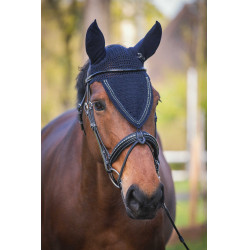 Bonnet pour chevaux long Pénélope strass Marine Bleu marine
