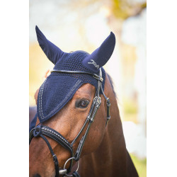 Bonnet pour chevaux long Pénélope strass Marine Bleu marine