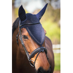 Bonnet pour chevaux long Pénélope strass Marine Bleu marine