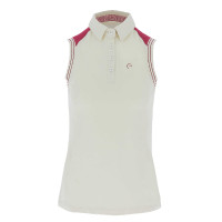 Polo piqué Equithème femme sans manches Ecru Beige Polo piqué Equithème femme sans manches Ecru Beige