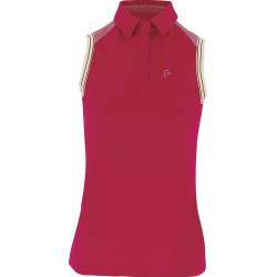 Polo piqué Equithème femme sans manches Framboise Rouge Polo piqué Equithème femme sans manches Framboise Rouge