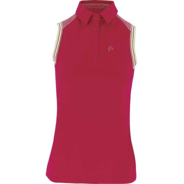 Polo piqué Equithème femme sans manches Framboise Rouge Polo piqué Equithème femme sans manches Framboise Rouge