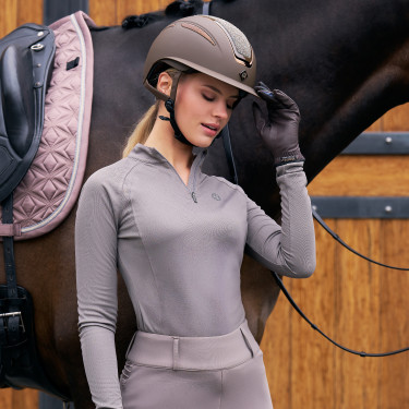 Polo manches longues Imperial Riding Parla femme Charbon de bois Gris