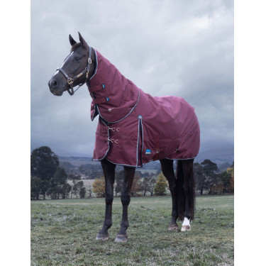 Couverture ComFiTec Essential Turnout Weatherbeeta 220g cou détachable Bordeaux / marine