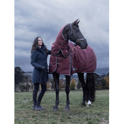 Couverture ComFiTec Essential Turnout Weatherbeeta 220g cou détachable Bordeaux / marine