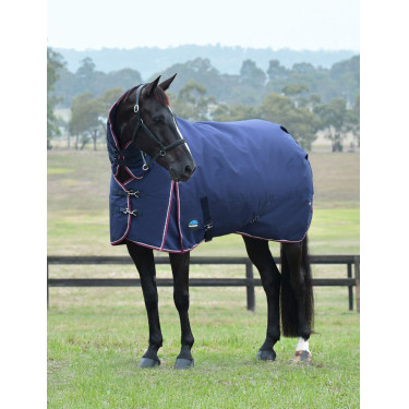 Couverture ComFiTec Essential Turnout Weatherbeeta 50g combo Marine / bordeaux Bleu