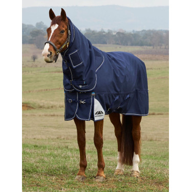 Couverture ComFiTec Ultra Turnout Weatherbeeta cou détachable 100 g Marine Bleu marine