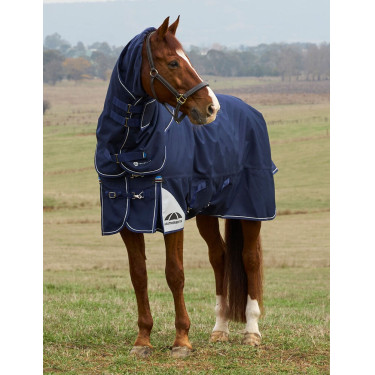 Couverture ComFiTec Ultra Turnout Weatherbeeta cou détachable 100 g Marine Bleu marine