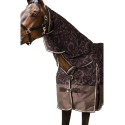 Couverture d'extérieur légère Glasgow avec couvre-encolure Horze Prune au chocolat Couverture d'extérieur légère Glasgow avec couvre-encolure Horze Prune au chocolat