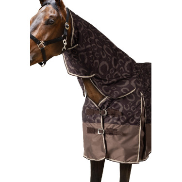 Couverture d'extérieur légère Glasgow avec couvre-encolure Horze Prune au chocolat Couverture d'extérieur légère Glasgow avec couvre-encolure Horze Prune au chocolat