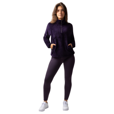 Pull en polaire anorak femme Horze Frieda Morelle noire