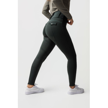 Pantalon thermique de compression fond intégral femme B Vertigo Chiara Vert scarabé