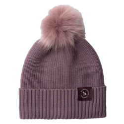 Bonnet tricoté enfants  pompon amovible Horze Noa Violet silex