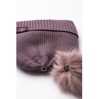 Bonnet tricoté enfants  pompon amovible Horze Noa Violet silex