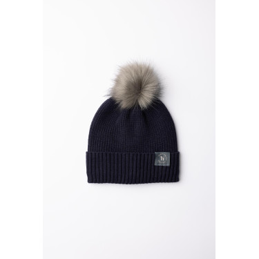 Bonnet tricoté enfants  pompon amovible Horze Noa Myrtille Gris