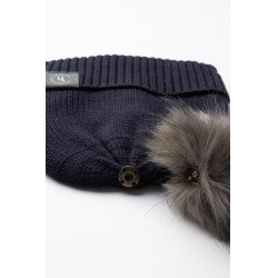 Bonnet tricoté enfants  pompon amovible Horze Noa Myrtille Gris