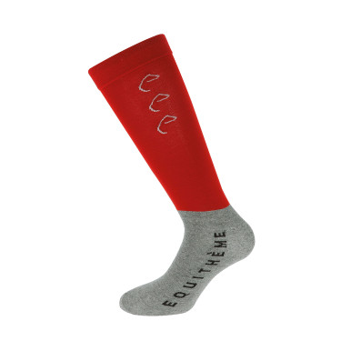 Chaussettes Equithème Compet 2 paires Rouge / gris clair
