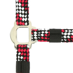 Licol + longe Equitheme Tressé Fuchsia / gris / noir Rose Licol + longe Equitheme Tressé Fuchsia / gris / noir Rose