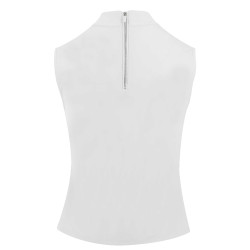 Polo Equithème Puebla sans manches Blanc / gris Polo Equithème Puebla sans manches Blanc / gris