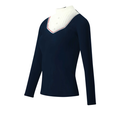 Polo Equithème Cabourg manches longues Bleu marine