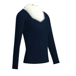 Polo Equithème Cabourg manches longues Bleu marine
