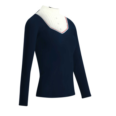 Polo Equithème Cabourg manches longues Bleu marine