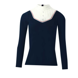 Polo Equithème Cabourg manches longues Bleu marine