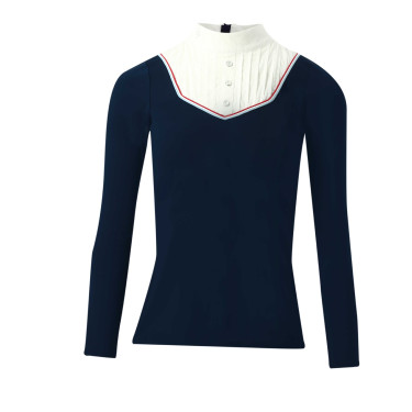 Polo Equithème Cabourg manches longues Bleu marine