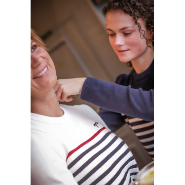 Pull Pénélope x Saint James Maelle Ecru / marine / rouge Motifs