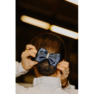 Barrette résille pour cheveux Equithème Strass Bleu marine