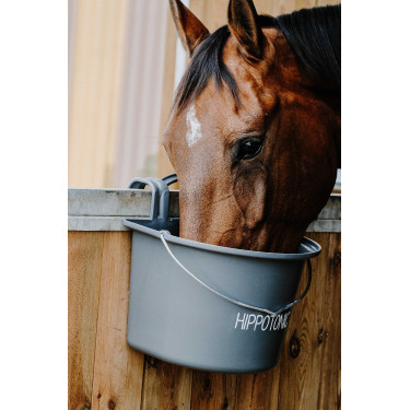 Mangeoire Hippotonic à crochets et anse Gris foncé