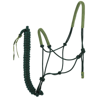 Licol éthologique + longe Norton Suède Vert foncé / vert clair