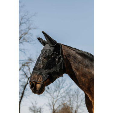 Masque anti-mouches anti-UV Equithème Soft avec nez Noir