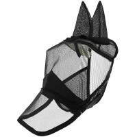 Masque anti-mouches anti-UV Equithème 2 en 1 Noir