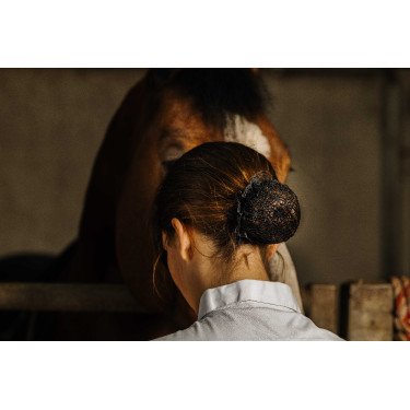 Barrette résille pour cheveux Equithème Floral Noir