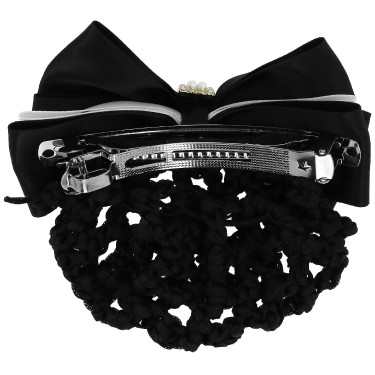 Barrette résille pour cheveux Equithème Perle Noir / blanc