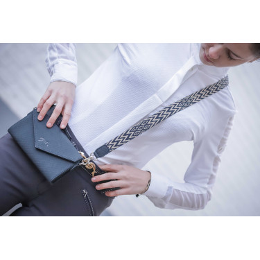 Pochette Pénélope Phone Pocket cuir perforé noir