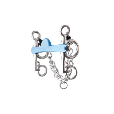 Mors pelham Metalab Flexi demi-lune branches courtes Bleu