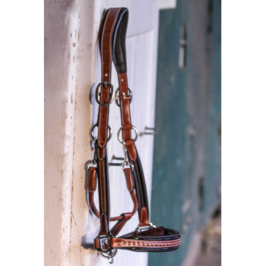Licol cuir Pénélope Point Sellier Noisette Marron