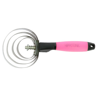 Étrille métallique ronde Hippo-Tonic Gel Fuchsia néon Rose