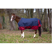 Couverture Equithème Tyrex 1200D Marine / bordeaux Bleu