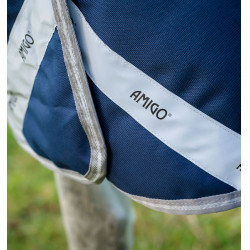 Couverture Horseware Amigo 1200D FieldSafe Plus Turnout 250g Marine / gris titane / argent Bleu marine